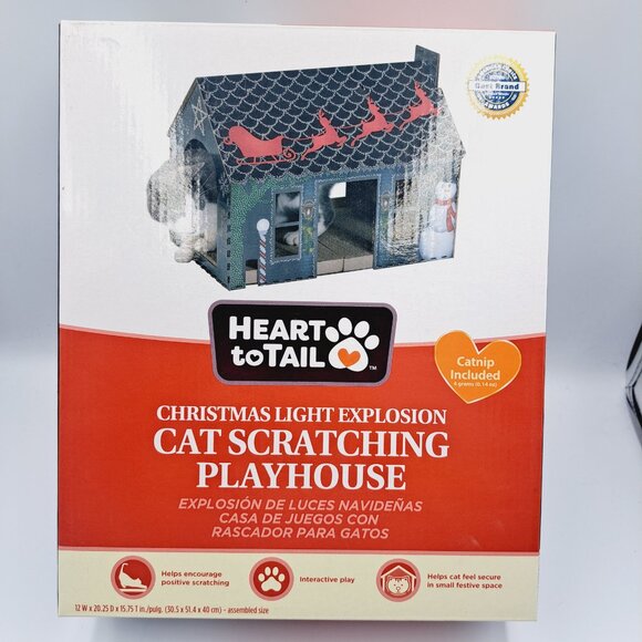 Christmas Light Explosion Cat or Small Pet Scratching Playhouse - Picture 1 of 6
